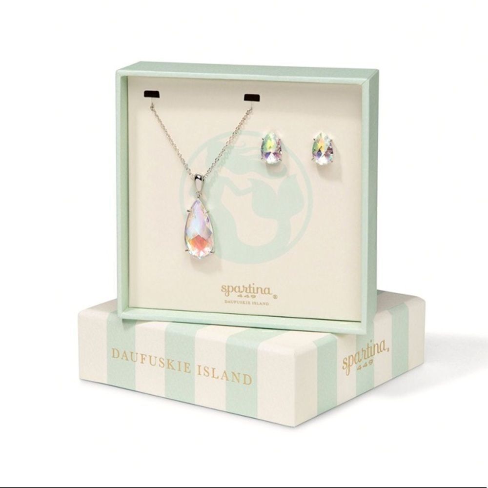 MERMAID GLASS BOXED SET (Necklace/Earrings) by Spartina 449 - New In Box